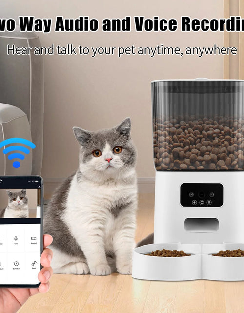 Load image into Gallery viewer, Threes Tree Automatic Cat Feeder with Camera for 2 Pets, Camera 5L Cat Feeder with 2 Stainless Steel Bowls, Remote APP Control

