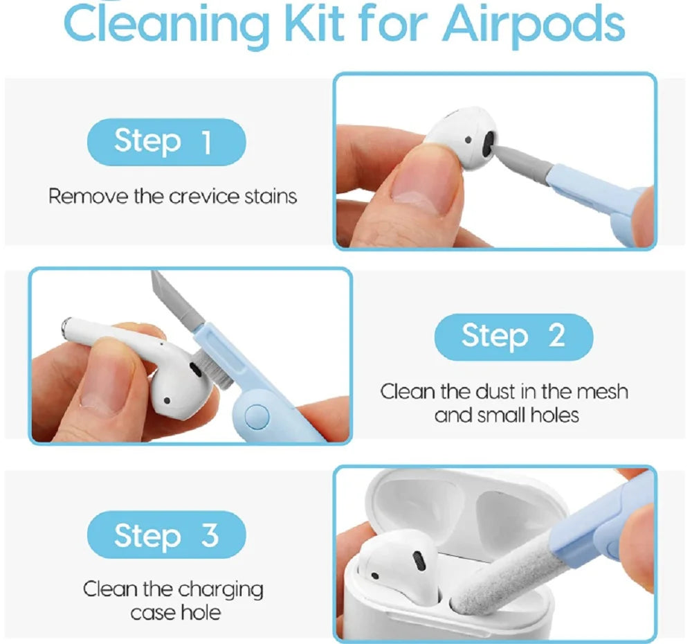 7-In-1 Multi-Device Cleaning Kit – Versatile Dust Brush for Keyboards, Screens & Earphones for Computers, Tablets & Bluetooth Devices