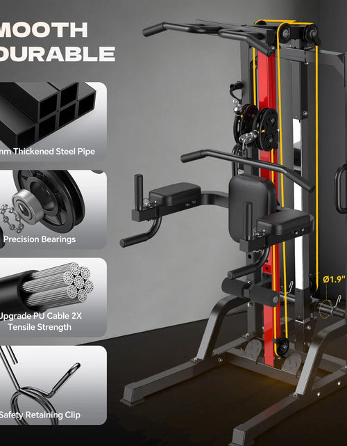 Load image into Gallery viewer, Home Gym Machine - High/Low Pulley System for Lat Pulldown, Row &amp; Back Workout, with Leg Support | All-In-One Strength Training Equipment for Home Gym

