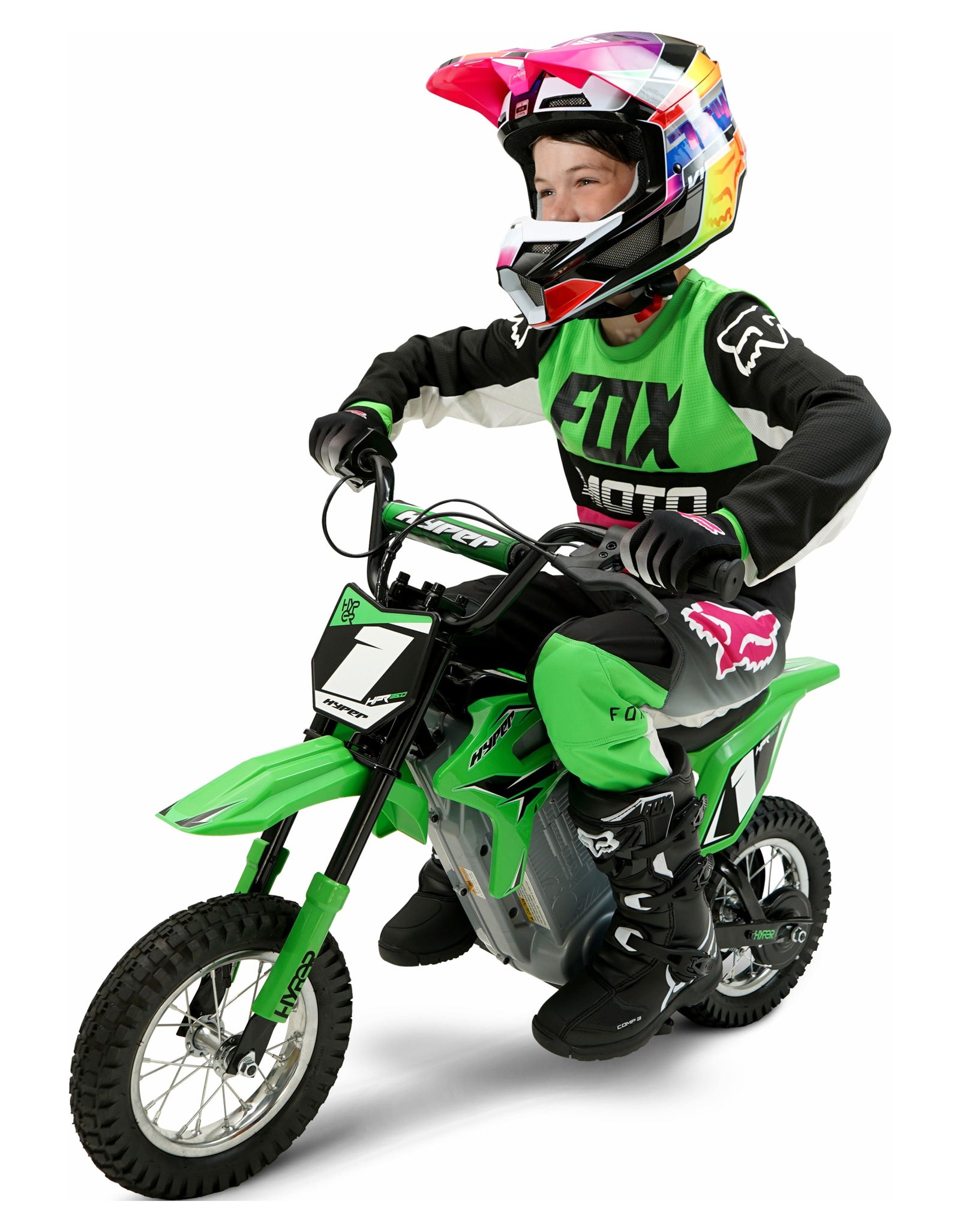 HPR 350 Dirt Bike 24V Electric Motorcycle in Green for Kids