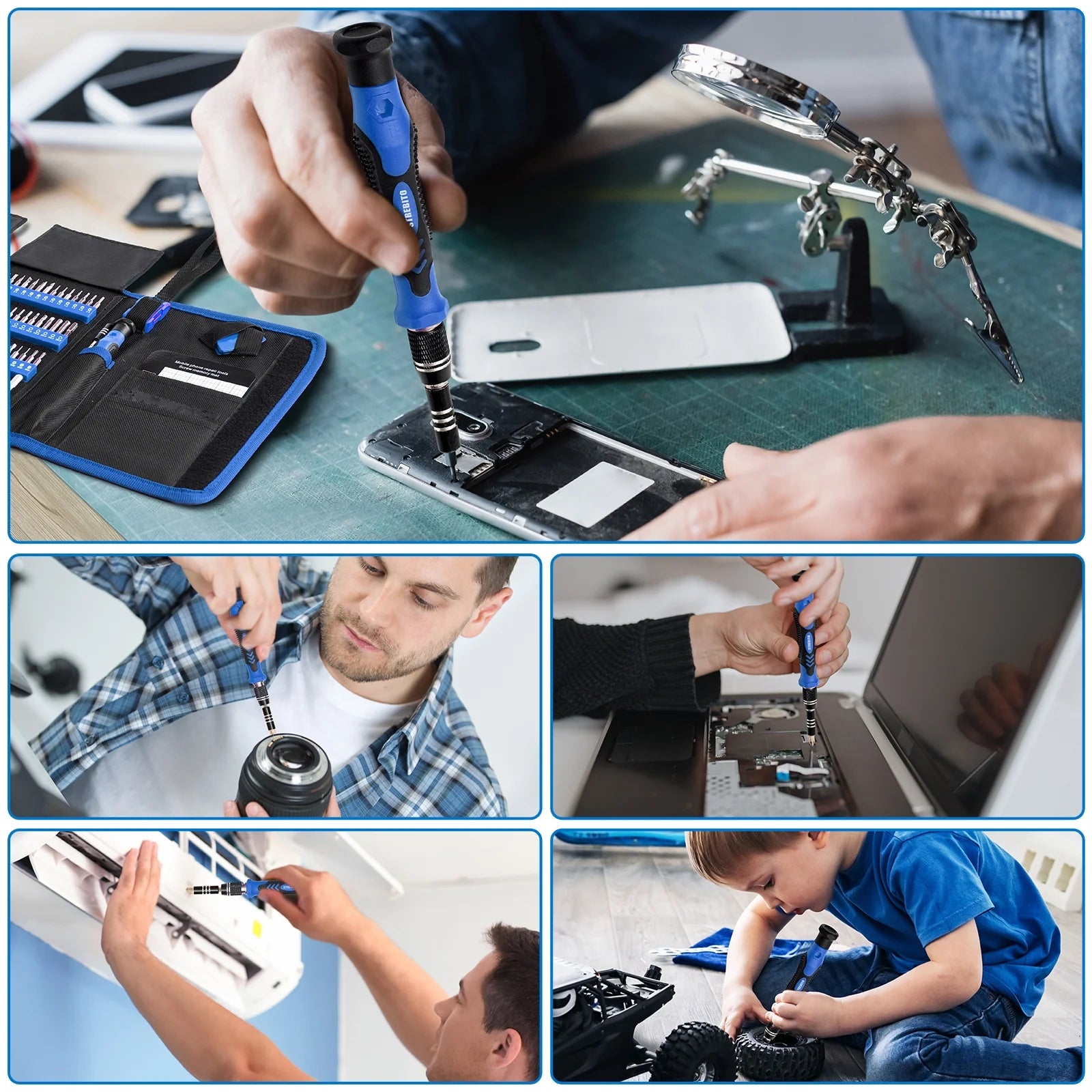Precision Screwdriver Sets 142-Piece Electronics Precision Screwdriver with 120 Bits Magnetic Repair Tool Kit for Iphone, Computer,Household Appliances, Jewelry, Guita, Tablet,Game Console