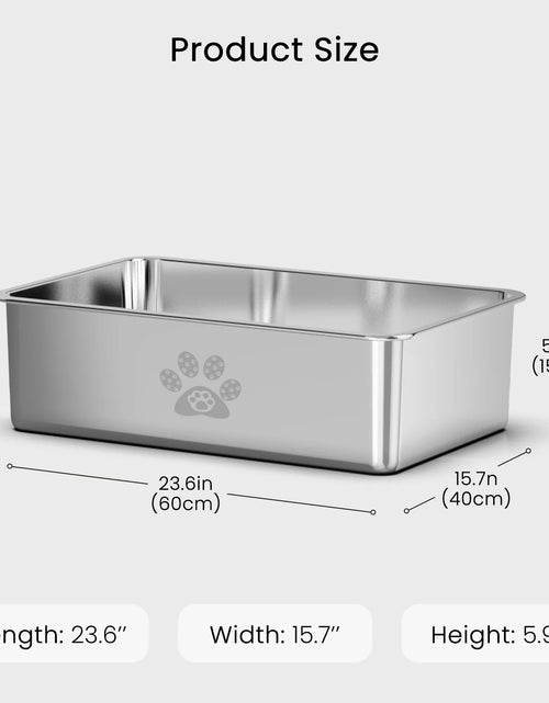 Load image into Gallery viewer, Cat Litter Box with High Sides Large Stainless Steel Cat Litter Pan 23.6" X 15.7" X 5.9"
