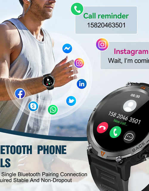 Load image into Gallery viewer, Smart Watch Bluetooth 1.45 Inch Black Rugged Case with Black Polyurethane Sport Band
