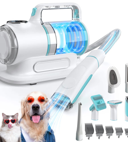 Professional 6-In-1 Dog Grooming Vacuum Kit - 11000PA High Suction & 1.5L Large Capacity | 99% Hair Removal with Complete Grooming Tools | High Suction Pet Vacuum for Professional Grooming