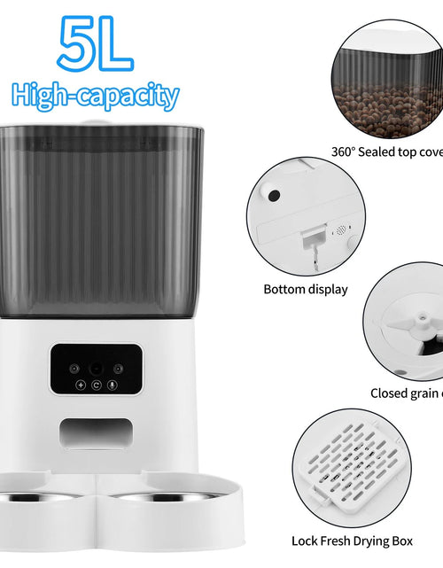Load image into Gallery viewer, Threes Tree Automatic Cat Feeder with Camera for 2 Pets, Camera 5L Cat Feeder with 2 Stainless Steel Bowls, Remote APP Control
