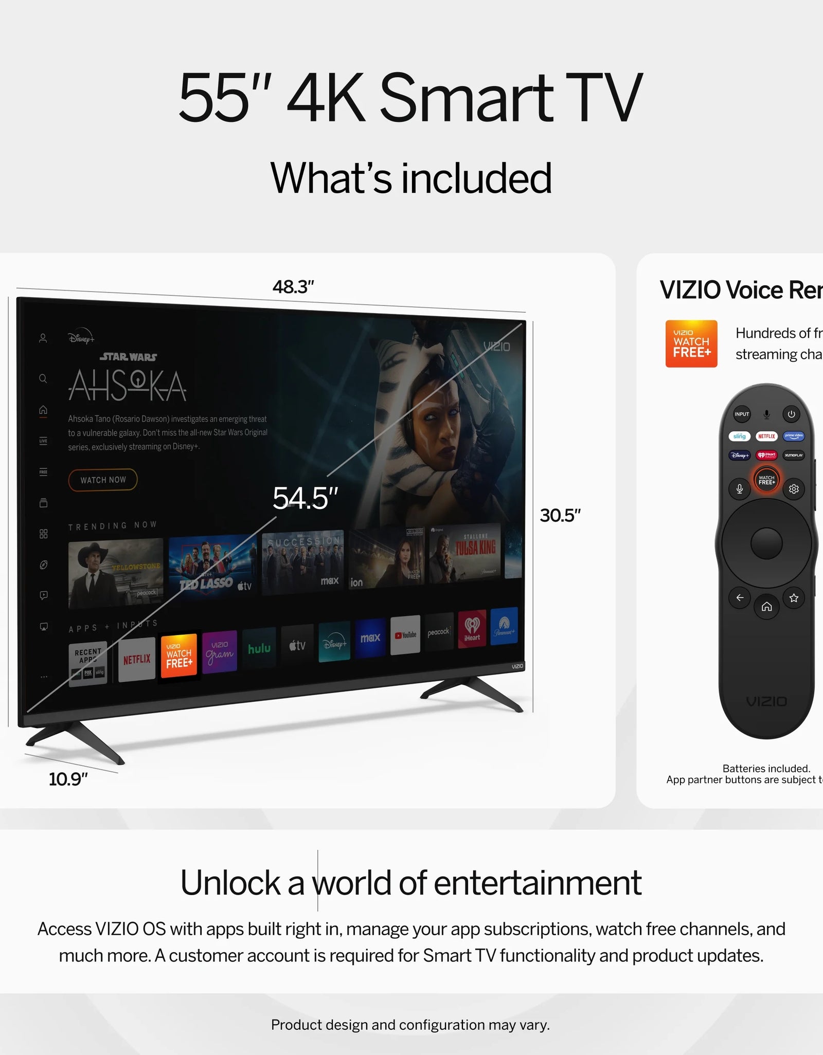 55” Class 4K UHD LED HDR Smart TV (V4K55M-08)