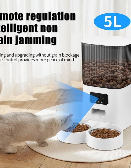 Load image into Gallery viewer, Threes Tree Automatic Cat Feeder with Camera for 2 Pets, Camera 5L Cat Feeder with 2 Stainless Steel Bowls, Remote APP Control
