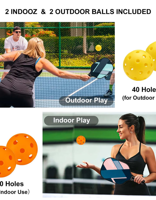 Load image into Gallery viewer, Pickleball Paddles Set of 4 with 4 Balls &amp; Carry Bag - Lightweight 7.9Oz Fiberglass Racket, Non-Slip Comfort Grip, for Men &amp; Women
