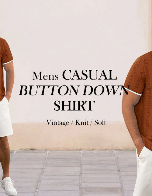 Load image into Gallery viewer, Men'S Casual Button down Shirt Short Sleeve Vintage Clothes Knit Polo Shirts Summer Beach Shirts
