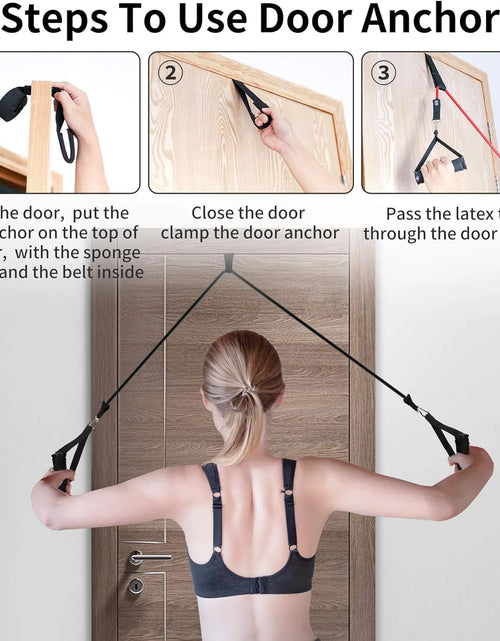 Load image into Gallery viewer, Resistance Exercise Bands Workout up to 150 Lb., Indoor and Outdoor with Door Anchor and Handles for Strength, Slim, Yoga, Home Gym Equipment for Men and Women
