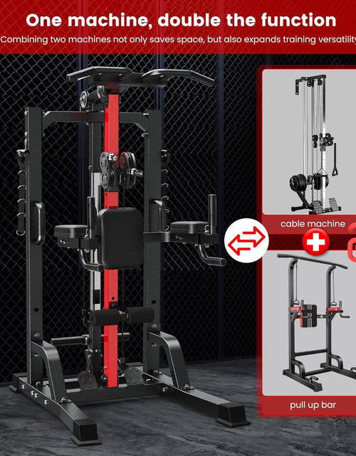 Load image into Gallery viewer, Home Gym Machine - High/Low Pulley System for Lat Pulldown, Row &amp; Back Workout, with Leg Support | All-In-One Strength Training Equipment for Home Gym
