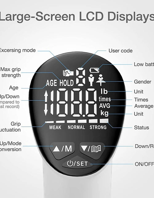 Load image into Gallery viewer, Grip Strength Trainer, Grip Strength Tester Hand Grip Exerciser Auto Capturing Digital Hand Dynamometer
