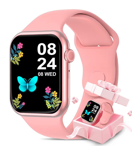 Smartwatch for Women, 1.75“ Smart Watch for Android/Iphone, Make/Receive Calls/Message Alerts/Ip67 Waterproof Outdoor Fitness Tracker Smartwatch (Pink)