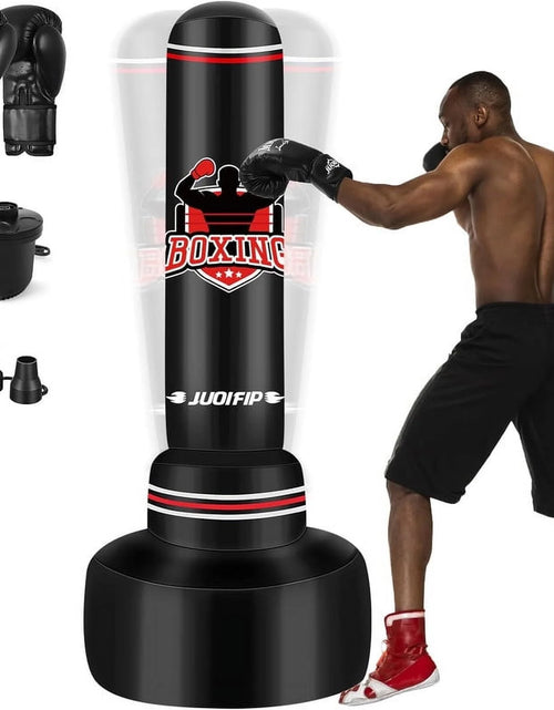 Load image into Gallery viewer, Freestanding Heavy Punching Bag Set with Gloves, Red
